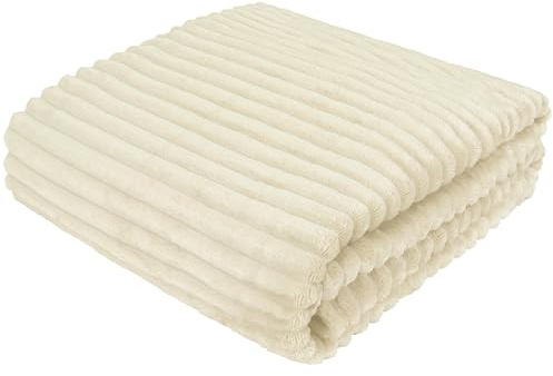 Cotton Market Wohndecke 170 x 210 cm Flauschige Kuscheldecke mit Prägung Weiche Sofadecke Eleganter Überwurf Warm Pflegeleicht