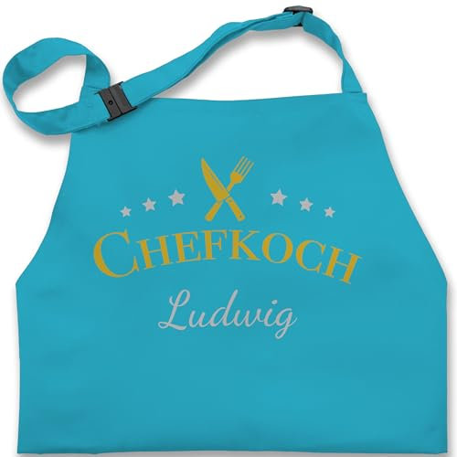 Kinderschürze Schürze Kinder Jungen Mädchen - Kochschürze - Chefkoch mit Name I Geschenk Hobbyköche I Geschenk Kochen - 7-14 Jahre - Türkis - küchenschürze kinderkochschürze koch chef