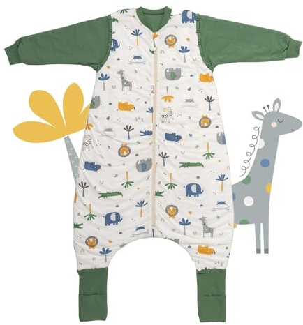 schlummersack Slumbersac Sacco nanna con piedini bambini 2.5 Tog 70 cm Giungla I Sacco nanna con gambe per dimensione del corpo 70-80 cm | Sacco nanna maniche rimovibili