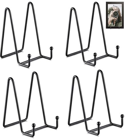 RoadLoo Staffelei Aufsteller, 4 Stk 8 Zoll Tellerständer Aufsteller Teller Ständer Metall Tellerständer Staffelei Tellerständer Dekoteller Halterung Eisen Staffelei fuer Foto Bücher Bild Bilderrahmen