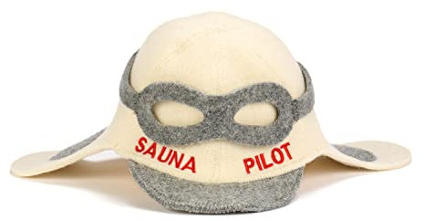 SAUNA GURU Sauna Pilot Hat, 100% Organic Wool Felt Sauna Cap, Banya Hat Sauna Hair Protector, Sauna Accessories Embroidered Hat, Russian Sauna Hat, Sauna Room Accessory, Sauna Gifts for Men and Women