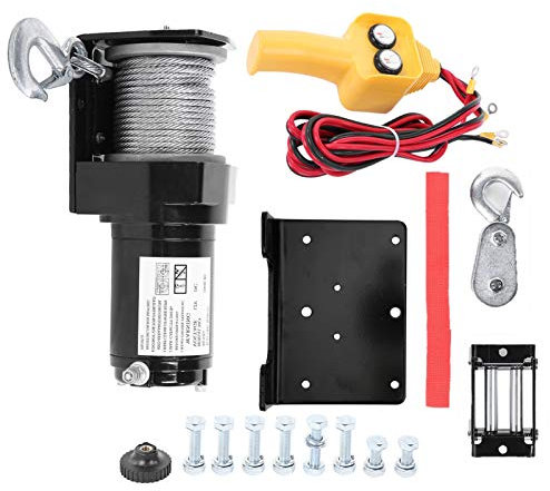 XTevu Treuil électrique robuste 12 V, 900 kg, télécommande, câble, remorque, camion, treuil électrique hors route, câble en acier étanche