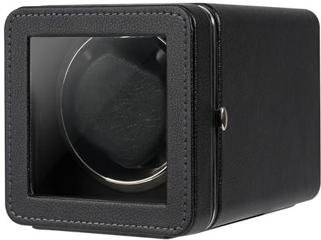 Kalawen Uhrenbeweger 1 Uhren Automatik Uhrenbeweger Box für Automatikuhren USB-Ladekabel Watch Winder PU Leder Uhrengehäuse mit leisem Schwarz