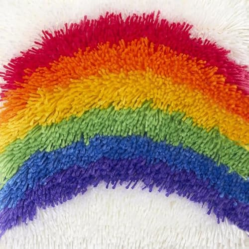 Knüpfhaken-Set für Erwachsene, Knüpfkissen-Sets und Sticksets für DIY-Handarbeiten, Knüpfhaken, Teppiche, Kissen, Matten, Bastelsets (Regenbogen-Liebe)
