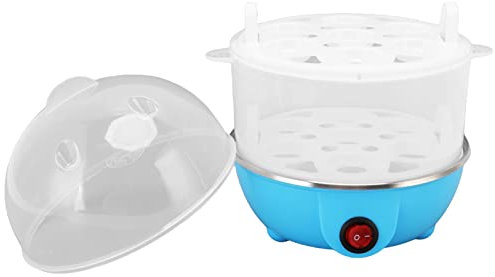 Cuociuova Domestico 350 W Grande capacità 2 Strati 14 Pezzi Uova Spegnimento Automatico Cuociuova in PP Durevole Sicuro con Misurino per (Blue)