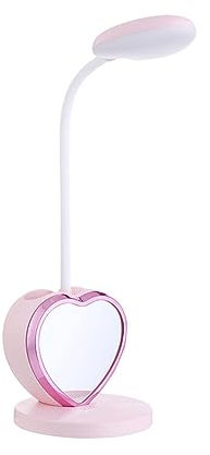tuwiwol Dimmable LED Desk Lamp with Pen Holder Convenient and Eye-Caring for Girls Studying Plastic LED Desk Lamp for Girls, Pink