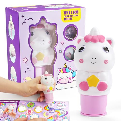 Coicok Kinderspielzeug, Aufkleberstempel und Aktivitätenblock mit 6 Seiten, 100 Aufkleber, Kindergeburtstag Gastgeschenke, Party-Mitgebse, Kleine Geschenke für Kinder, 3-10 Jahre alte Kinder(Einhorn)