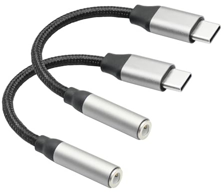 USB C to 3.5mm Headphone Jack Adapter Cable 2inch, USB Type C Male to 1/8'' 3.5mm Female Aux Audio Dongle Cable Cord, for USB Type C Port Cell Phone Not Have a 3.5mm Audio Output Device(Silver)
