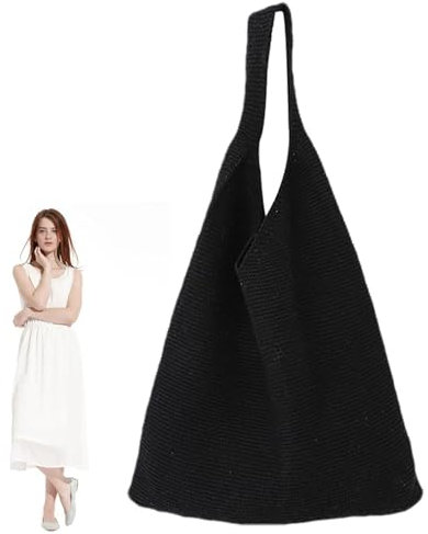 Dranng Sommer Tasche, Damen Gestricktetasche Stroh Handtasche Sommer Häkeltasche Korbtasche Basttasche Casual Tasche Für Reise Schule Arbeit Einkaufen