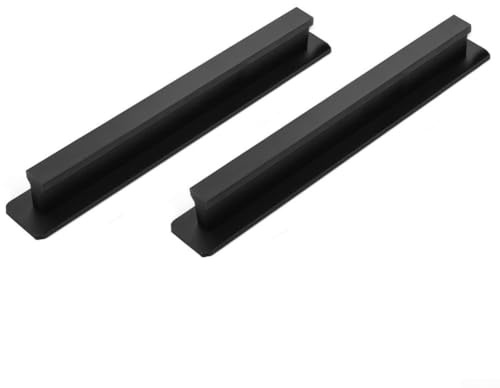 CNANRNANC 2 Stück Selbstklebende Möbelgriffe Aluminium Schrankgriffe, Schubladengriffe Türgriffe Ohne Bohren Griff für Kleiderschrank, Küche, Schiebetür, Balkontür 180mm(Black)