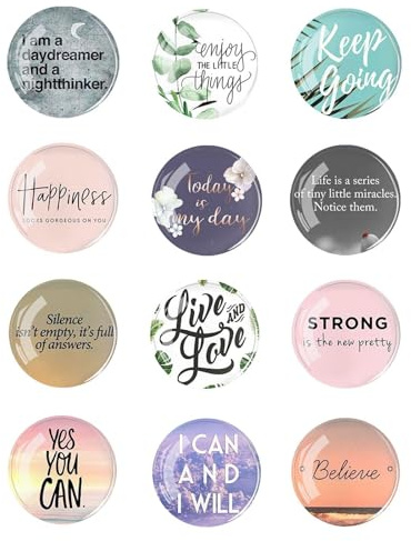 12 Pièces Aimants De Réfrigérateur Anglais, Aimants De Réfrigérateur Ronds, Autocollants De Décoration De Réfrigérateur De Tableau Blanc Bricolage, Accessoires De Réfrigérateur