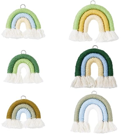 FASHEWELRY Bunte Regenbogen-Schlüsselanhänger, Makramee, gewebte Charms, für Schmuckherstellung und Bastelarbeiten