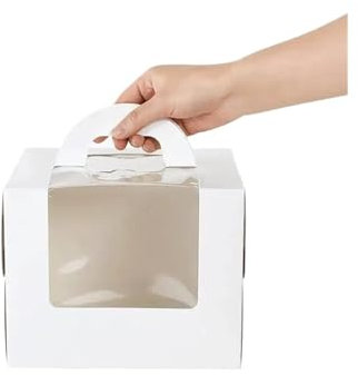 Tortenschachtel 10 Stück Kuchenbox mit durchsichtigem Fenster, Papierverpackung, Box for Hochzeit, Geburtstag, Party, Muffin-Kuchen FüR Kekse, Muffin, Torten, Pralinen Verpackung & C(15x15x12cm)