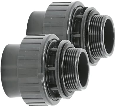 HAF 2X PVC Fittings Verschraubung O-Ring mit 50mm x 2 | Klebemuffe x Außengewinde | Adapter aus grauem PVC | PN16 für PVC Rohr, Poolfitting, Poolverrohrung, Druckleitung, Rohrleitung & Teich