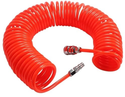 Tubo Spiralato Aria Compressa 18 Metri Flessibile Per Compressore Attaco Rapido Tubo a Molla 18m, diametro 5mm x 8mm attacco 1/4 per compressore aria con raccordi rapidi