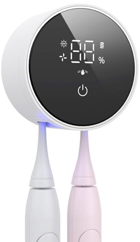 LifeBasis Brosse à dents électrique UV avec indicateur LED, porte-dentifrice mural, rechargeable, idéal pour les voyages et la famille
