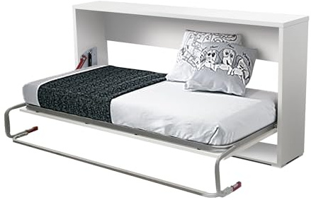 Vep Home Letto a Scomparsa 90x190 cm - Design Compatto e Funzionale - Ideale per Spazi Ridotti - Da Fissare a Parete - Misure 203,8x36x107 cm - Colore Bianco