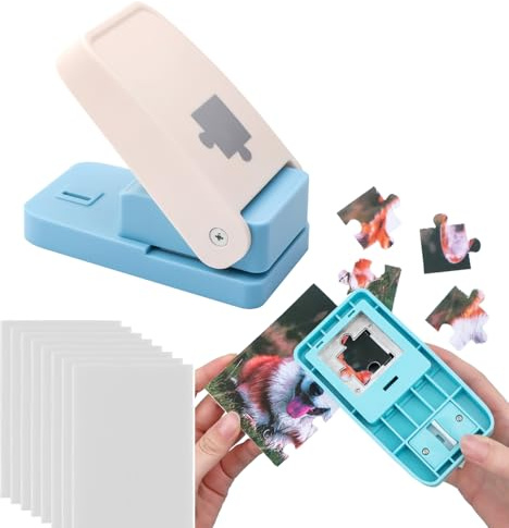 OTCRAFT Puzzle-Maschinen-Schneider, blaue Puzzle-Herstellungsmaschine mit 10 Klebeschäumen, für Kunst und Handwerk, Puzzle, Scrapbooking und DIY-Puzzle, Mini-Werkzeug