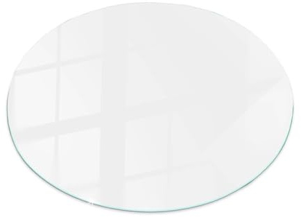 Tulup Plaque de Table en Verre ⌀ 90 cm Rond Verre Trempé pour Le Salon, la Cuisine et la Salle à Manger Decoratif Décor Élégant Durable Surface Lisse - Motif Blanc Lisse