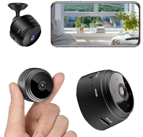 Générique Caméra WiFi 1080P Mini - Surveillance Intérieur/Extérieur avec Détecteur de Mouvement, Vision Nocturne, Enregistrement Micro SD (128G Max), Batterie 90min - Installation Discrète.c