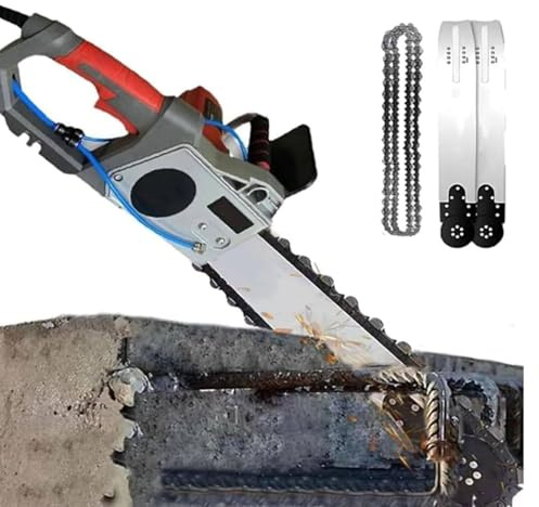 Sega elettrica per calcestruzzo con abbattimento polveri ad acqua, sega professionale per calcestruzzo, sega per calcestruzzo con 2 catene diamantate, per granito, porcellana, legno,Depth48cm