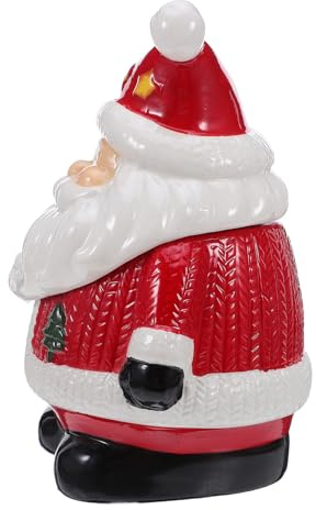 GARVALON Bonbonnière Boîte À Biscuits Boîte À Biscuits en Porcelaine Pot À Thé Porte-Goûter en Céramique Père Noël Bol À Bonbons De Noël Figurine De