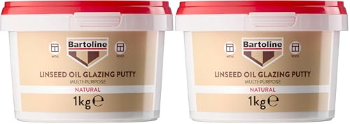 Mastic à vitrer à l'huile de lin Bartoline 1 kg – Mastic polyvalent pour fenêtres et cadres – Idéal pour les cadres en bois et en métal (Lot de 2)