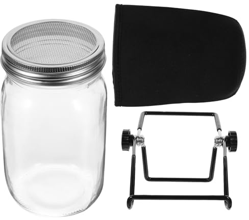 GALPADA Soporte para Frascos de Germinación 32oz con Tapa de Acero Inoxidable Frascos de Vidrio para Cultivo de Brotes Kit para Germinar Semillas Casa Accesorios para Brotes Saludables