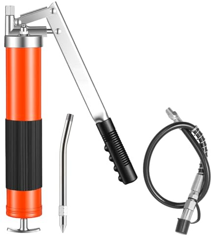 VEVOR Pistolet à Graisse Manuel 689 Bar Pistolet Graisseur à Levier à Une Main Capacité 0,4 L pour Machines Automobiles Agricoles Industrielles, Flexible 45,7 cm Tube Extension Rigide 1 Buse Pointue