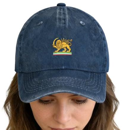Make-Iran-bra-igen keps truckerkeps, gammaldags iransk persisk flagga lejon och solhatt, lätt justerbar kulturell temakepsar, unisex., marinblå