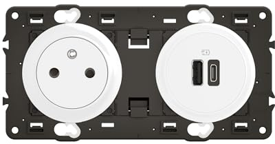 Legrand | Prise Surface 2P+T et 2 ports charge rapide USB-A et USB-C 20W, protection enfant avec éclips, installation facile et précâblée