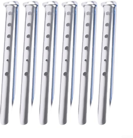 Piquetas en forma de U para arena y nieve, 6 estacas de aluminio, ideales para anclar de forma segura tiendas de campaña durante actividades al aire libre (plateado)