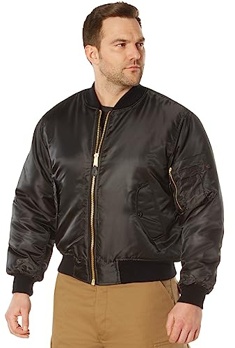 Rothco MA-1 Flight Jacket – Iconic Bomber Style Cold Weather Coat Windbreaker, Black, XL