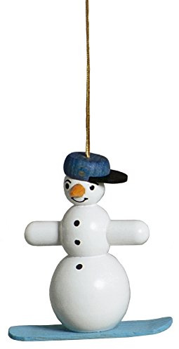 Rudolphs Schatzkiste Baumbehang Schneemänner Snowboard mit Faden Höhe ca. 5cm NEU Baumschmuck Christbaumschmuck Strauchbehang Weihnachten Schneeball Figur Seiffen Erzgebirge Holz Winterdeko