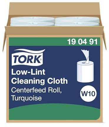 Tork Low-Lint Cleaning Cloth Refill Turquoise W10, Solvent Suitable, 4 x 200 Cloths, 190491