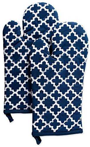 DII Lattice Basics Collection Kitchen Essentials, Oven Mitt Set, Nautical Blue, 2, Piece