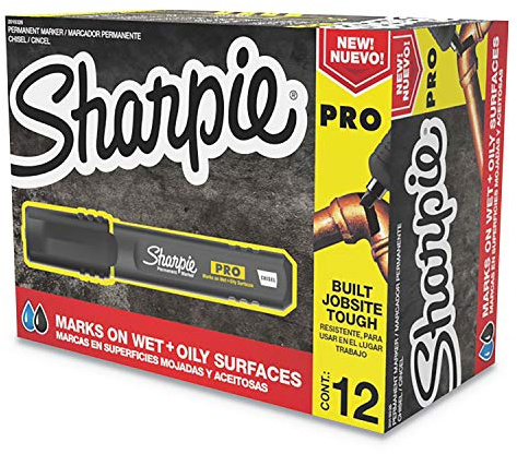 Sharpie Pro Permanent Marker Medium Chisel Tip Black 12 Count (2018326)