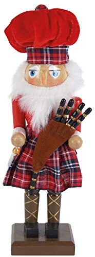 Nussknacker Holzfigur schottischer Dudelsackspieler rot / 25 cm/Deko Figur Nussknacker Holz/handbemalt im Kunsthandwerks-Stil/weihnachtlich dekorieren