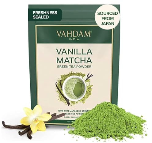 VAHDAM Japanese Vanilla Matcha Green Tea Powder (100g) | Premium Matcha with Pure Vanilla | Perfect for Lattes | Sourced from Japan