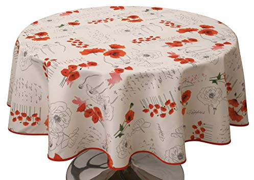 Nappe Anti-Taches Poppies Rouge - Taille : Ronde diamètre 160 cm