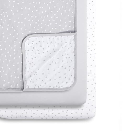 Snüz Juego de Ropa de Cama para Cuna de 3 Piezas, 100% algodón Jersey, Manta y sábanas para Cuna, Color Gris y Blanco