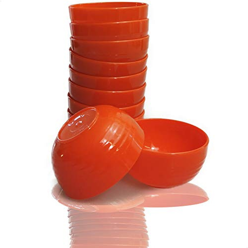 Kerafactum Schälchen Tapasschalen Design Optik | Nacho Dipp Schalen Dipschale Dippschälchen für Sushi Soja Saucen | Snackschale Dip Schale für Stäbchen Tapas Schüssel Soßenschale | 10 x orange