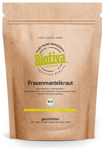 Biotiva Hierba capa de señora orgánica - 250g - Alchemilla - recomendada por parteras - llenado y verificado en Alemania (DE-ÖKO-005)
