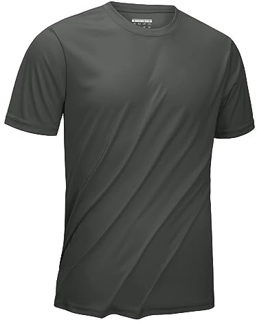 KEFITEVD UV-skyddströja män kortärmad snabbtorkande rashguard lätt ventilerande löpartröja utomhus funktionell tröja män sport topp, Mörkgrå, S