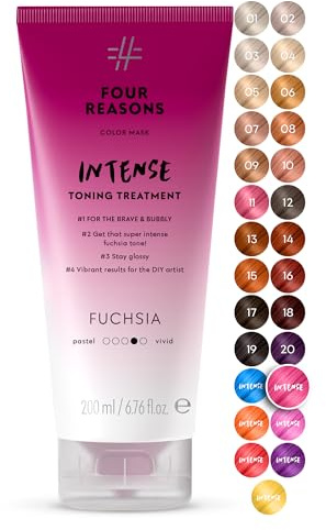 FOUR REASONS Color Mask INTENSE Fuchsia (27 Farbtöne) – Intensive Tönung – Farbspendende Pflege – Semi-Permanente Rosa Haarfarbe für Aufgehelltes und Coloriertes Haar – 100% Vegan – 200 ml