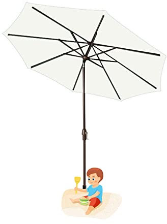 Sombrilla Terraza Exterior, con Inclinación, con Manivela, with 8 Costillas, protección UV30, Sombrilla Parasol, Sombrilla Solar, for jardín, playa, terraza, piscina ( Color : White , Size : 2.1m )