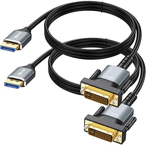 UKYEE DisplayPort to DVI Cable 6ft 2-Pack, Male to Male High Speed Gold-Plated DP to DVI Converter Compatible With PC, Laptop, HDTV, Projector, Monitor