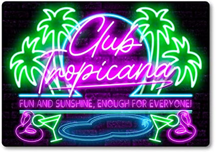 Club Tropicana Bar Sign METAL Plaque Eighties 80s Neon Cocktail Nightclub Style. Home Pub Shed Man Cave. Wham Pop. Various Sizes and styles (A5 (197 x 141mm))