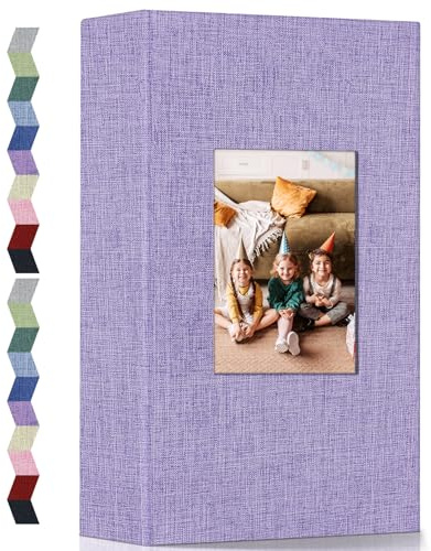 Popotop Fotoalbum 10 x 15 cm – Kleines Fotobuch mit 300 Fotos, Leineneinband, horizontales Einsteckalbum, für Familie, Hochzeit, Jahrestag, Kinder, Urlaubsbilder