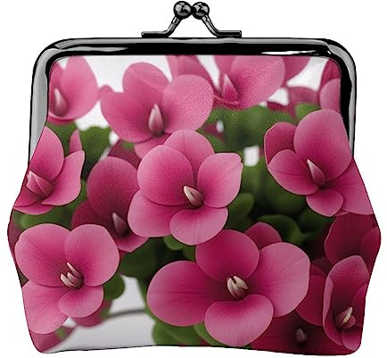 Porte-monnaie en cuir imprimé cyclamen rouge avec fermeture pour femme et fille, Cyclamen rouge, One Size, Porte-monnaie à boucle Kiss-Lock